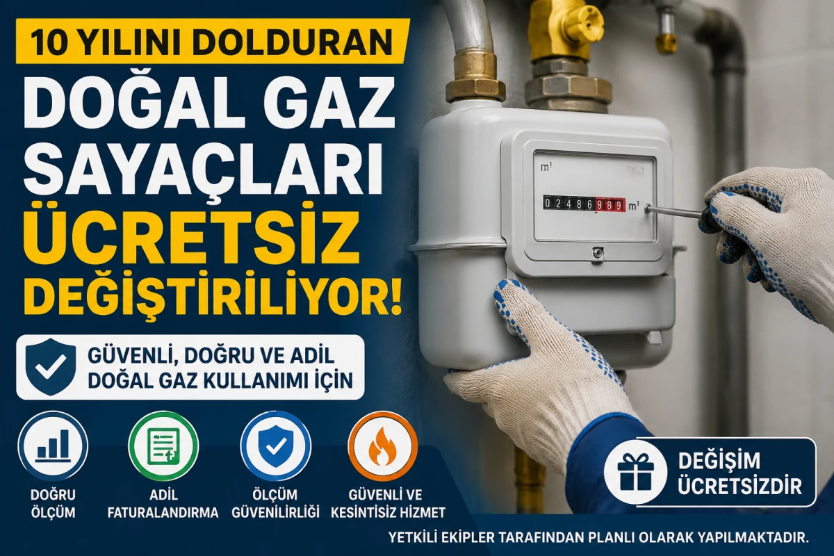 10 Yılını Dolduran Doğal Gaz Saya&ccedil;ları &Uuml;cretsiz Olarak Değiştiriliyor