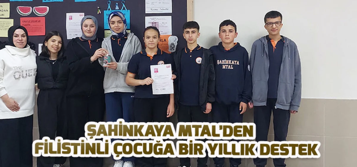 Şahinkaya MTAL’den Filistinli Çocuğa Bir Yıllık Destek
