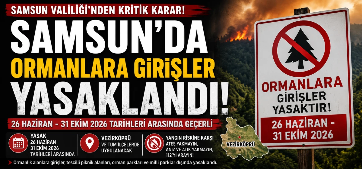 Samsun&rsquo;da Genelinde Ormanlara Girişler Yasaklandı